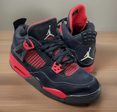 Nike Jordan 4 Retro Mid Red Thunder Sneakers Shoes Youth GS Sz 6.5Y 408452-016  - Image 1 of 4