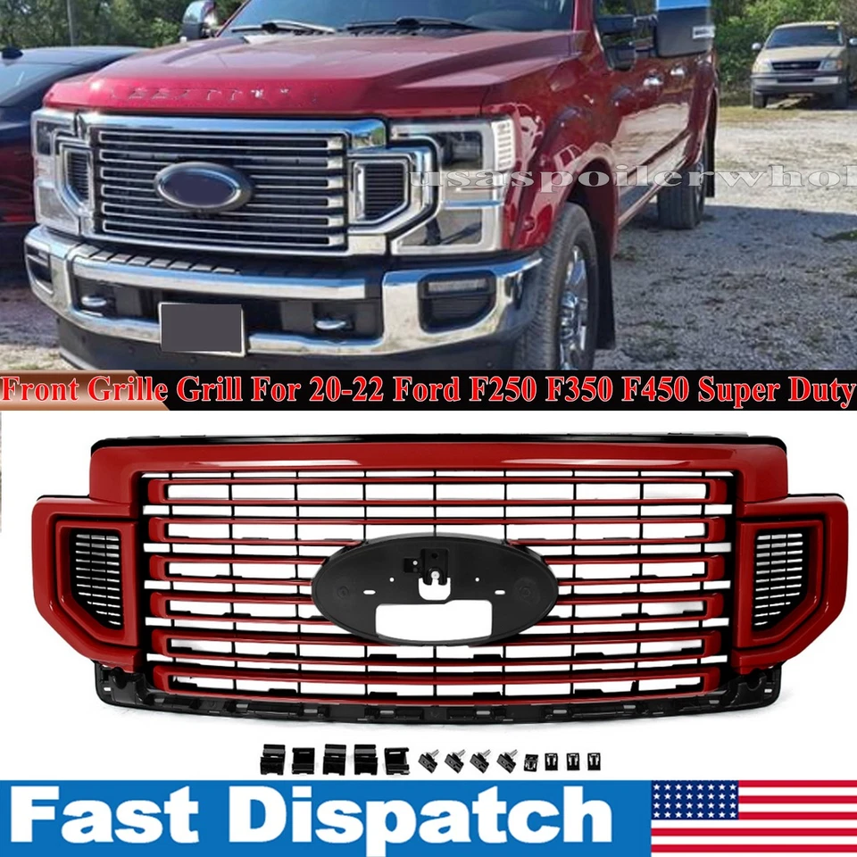 Rapid Red Front Bumper Grille Grill For Ford F-250 F-350 F-450 Super Duty 20-22 - Изображение 1 из 4