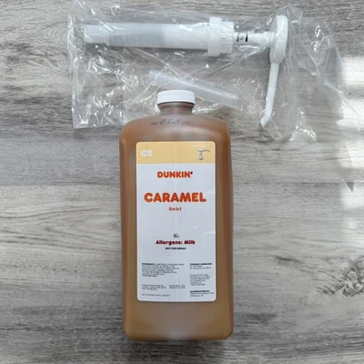 Dunkin Donuts Caramelo Remolino Con Bomba Nueva 64 OZ Caduca Fin de Año. Foto 1 de 2