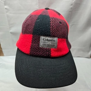 Columbia Cappello Pile Berretto Baseball Cinghia Regolabile Bufalo Check Nero Rosso Invernale - Foto 1 di 8