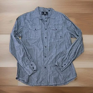 Ocean Current Pearl Snap Shirt Mens Size Medium Western Charcoal Gray Black N2 - Picture 1 of 9