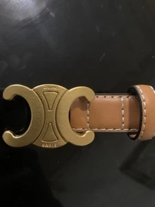 Celine Triomphe Leather Belt – Tan with Gold Buckle – Size 100cm (40”) - Picture 1 of 6
