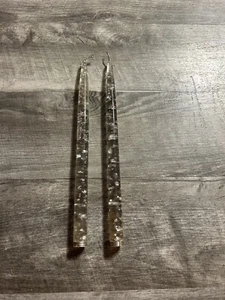 Lucite Taper Candlesticks (2) Clear Silver Flakes Glitter 11 1/2" Vtg MCM - Picture 1 of 5