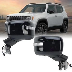 1Pair Door Mirror Gloss Black For Jeep Renegade BU 2015-2022 Temperature Sensor - Picture 1 of 15