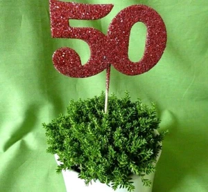 1 GLITZER Deko Spieß Zahl *50* ROT Geburtstag, Jahrestag, Jubiläum - Verpackung - Bild 1 von 7