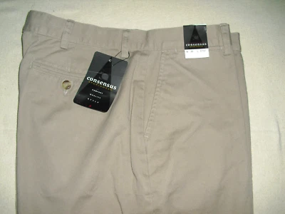 NUEVO NUEVO CON ETIQUETAS Pantalones Cortos Consensus Sports Wear Para Hombre Talla 38 x 8.5" Tostado Frente Plano Foto 1 de 2