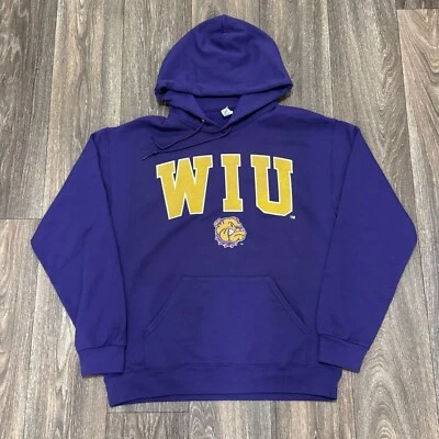 Sudadera con capucha Western Illinois University para hombre mediana púrpura WIU Bulldogs Jerzees Foto 1 de 4