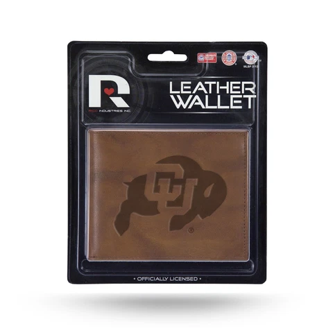 Colorado Buffaloes Embossed Brown Leather Billfold Wallet Cover