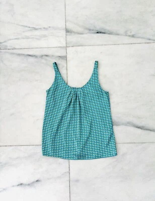 Camisola Y2K De Colección NY&CO Verde Azul Estampado Satinado Cuello Redondo Mujer XS Carrera Boho Foto 1 de 4