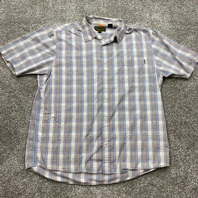 Timberland Shirt Mens Size 2XL Blue White Plaid Earthkeepers Short Sleeve Button - Image 1 of 4