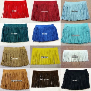 2M Double-Sided Faux Suède Frange Solide DIY Jupe Sac Accessoires De Couture - Bild 1 von 18