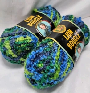 Lote 2 madejas marca León Boucle color azul lima #202 hilo 2,5 oz verde azul ombre - Imagen 1 de 7