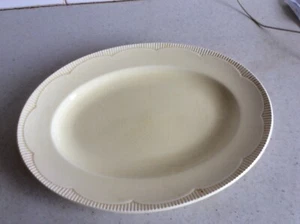 CLARICE CLIFF- OVAL PLATTER PLATE 12" RIBBED EDGE,,OFF WHITE COLOUR FREEPOST UK - Picture 1 of 12