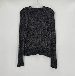 Rag & Bone Womens Blue White Cable Knit Crew Long Sleeve Sweater Sz M - Picture 1 of 5