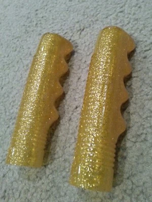 GOLD SPARKLE BICYCLE GRIPS VINTAGE CRUISER SCHWINN STINGRAY BICYCLE LOWRIDER  - Image 1 of 3