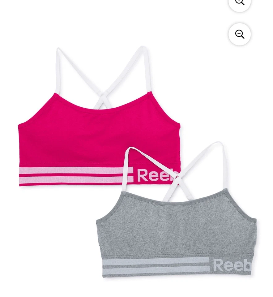 Reebok Girls Gray & Pink Seamless Bralettes 2-Pack Size Large 12-14