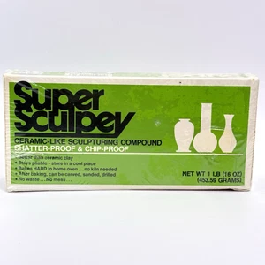 VTG Super Sculpey Sculpting Clay 1 lb Oven-Bake Ceramic-Like Compound NEW NOS - Picture 1 of 3