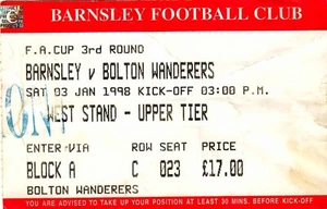 Ticket - Barnsley v Bolton Wanderers 03.01.98 FA Cup R3 - Picture 1 of 1
