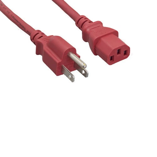1FT-10FT Red Blue Green Color AC Power Cord NEMA5-15P/IEC320 C13 18AWG 10A 125V - Image 1 of 1