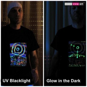 CAMISETA PARA HOMBRE UV-Blacklight Glow-In-The-Dark psicodélica Psy Goa Trance Art Club - Imagen 1 de 19