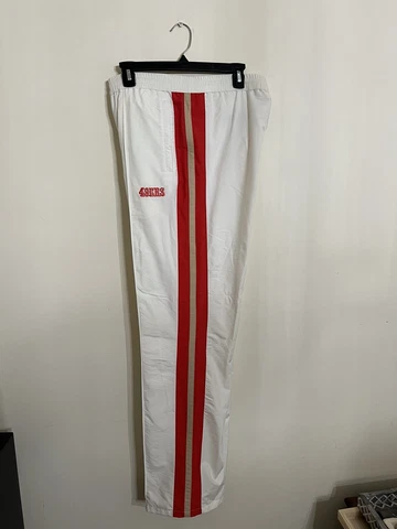 RARE 49ers VINTAGE Starter 80’s Athletic Sweatpants- White w/ Red & Gold Stripes Cover