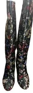 PRE-OWNED VALENTINO GARAVANI EMBROIDERED BROCADE CAMU BOOTS SIZE EU 36.5 - Picture 1 of 22