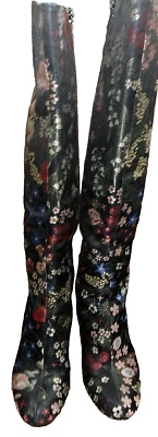 PRE-OWNED VALENTINO GARAVANI EMBROIDERED BROCADE CAMU BOOTS SIZE EU 36.5 - Image 1 of 4