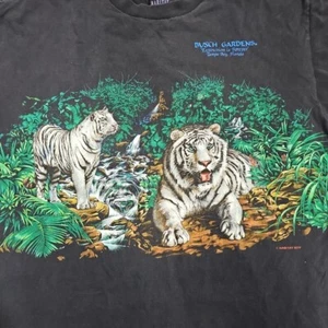 VTG Habitat XCIV Single Stitch White Tiger Shirt XL Wrap Around Busch Gardens FL - Picture 1 of 9