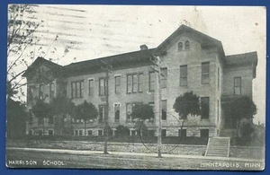 Harrison School Minneapolis Minnesota mn old postcard postmarked 1913 - Picture 1 of 2
