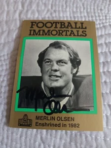 1985-88 Football Immortals HOF #94 Merlin Olsen Signed Autographed Card - Picture 1 of 2