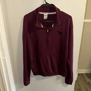 Sudadera Victoria's Secret Rosa Mujer Pequeña Borgoña Cremallera Atlética Comodidad - Imagen 1 de 11