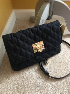 Michael Kors Vivianne Dark Denim Clutch W Gold Hardware Nwt 248.00 - Picture 1 of 11