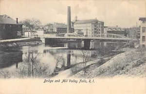 Postkarte RI: Bridge & Mill Valley Falls, Rhode Island, UDB 1900er Jahre unbespielt - Bild 1 von 2