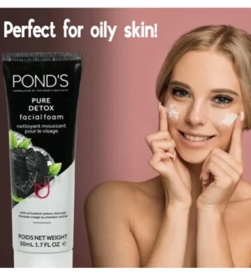Pond's Pure Detox Facial Foam with Activated Carbon Charcoal 1.7 fl oz (50ml) - Image 1 of 2