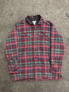 Camisa de franela LL Bean para hombre grande verde a cuadros forrada de sherpa chaqueta ligeramente ajustada - Imagen 1 de 7