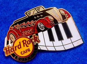 LOUISVILLE RED HOT ROD BLACK FLAMES CAR & PIANO KEYBOARD Hard Rock Cafe PIN - Picture 1 of 1