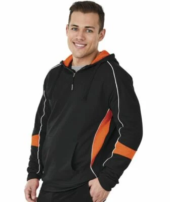 Charles River Adult Quarter-Zip Pullover Sweatshirt Black/Orange [B7-9052] - Image 1 of 3