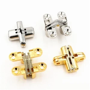 2Pcs Invisible Cross Hinge Hidden Concealed Cabinet Cupboard Door Wooden Boxes - Picture 1 of 14
