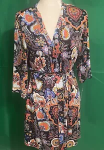 NEW! JOSIE NATORI SOFT MULTICOLOR PAISLEY SHORTY ROBE/ X- SMALL/ $88/ SHIPS NOW - Picture 1 of 9
