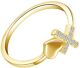 Round Simulated Diamind Cross Heart Bypass Promise Ring 14k Yellow Gold Over