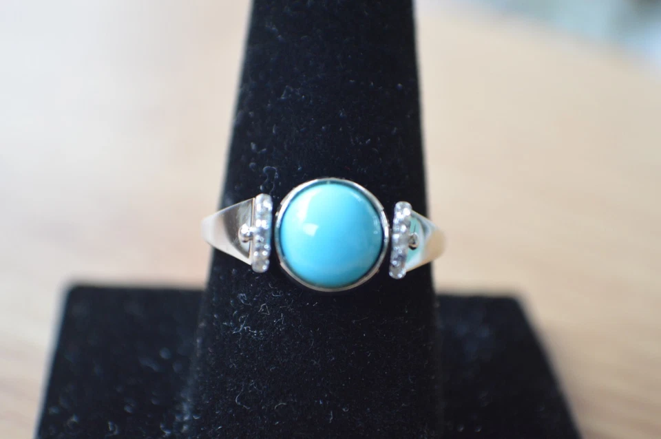Anillo reversible 1,85 quilates AZ SB turquesa/zafiro platino sobre plata fina talla 9 Foto 1 de 4