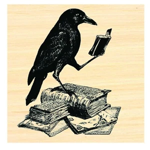 P51 Lesekrähe schwarzer Rabe Gummistempel - Bild 1 von 1