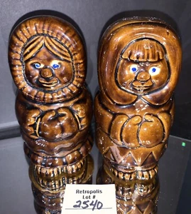 Braune Keramik Inuit Eskimo Paar Figuren Vintage - Bild 1 von 5