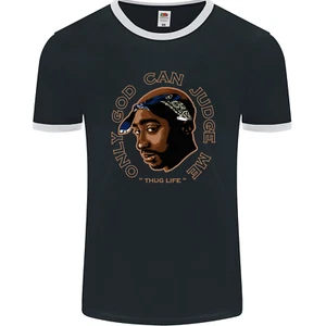 Only God Can Judge Me Rapper Hip Hop Mens Ringer T-Shirt FotL - Picture 1 of 3
