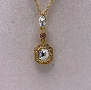 NWT Carolee Gold Tone Clear Crystal Pendant 18”  Necklace X461 - Picture 1 of 8