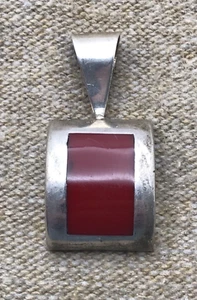 Colgante Modernista Vintage Plata Esterlina Roja Piedra Roja Gota - Imagen 1 de 5