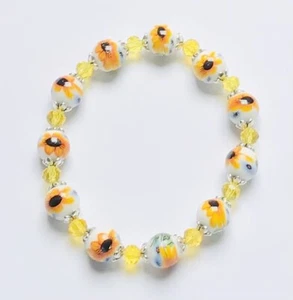 Stunning Sunshine Yellow Floral Tribute Ceramic Crystal Bracelet - Picture 1 of 1