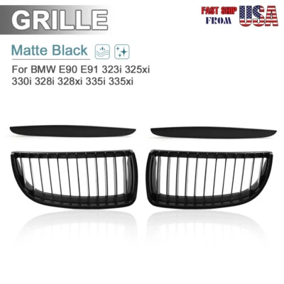 Parrilla de riñón capó delantero negro mate para BMW 330i 330xi 4 puertas 2005-2006  Foto 1 de 4