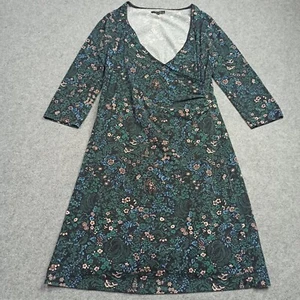 King Louie Dress Womens XL D-42 Green Organic Cotton Jersey Floral Stretch Wrap - Picture 1 of 13