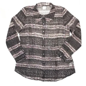 CAbi Button Down Bluse halbtransparent Langarm Oberteil mehrfarbig #3249 Damen Gr. L - Bild 1 von 6